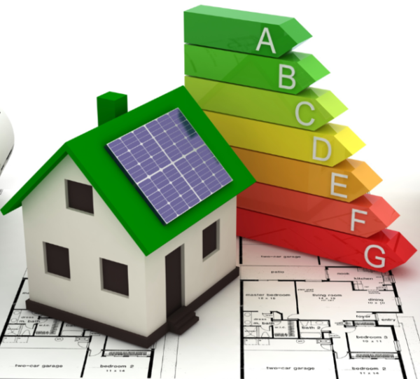 energy saving improvements house with solar panels and EPC bands