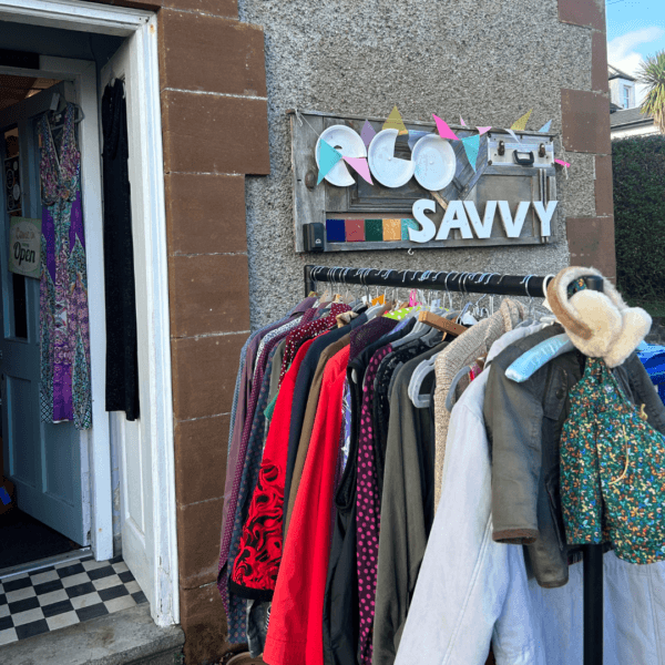 External photo taken of the front of the Eco Savvy Shop